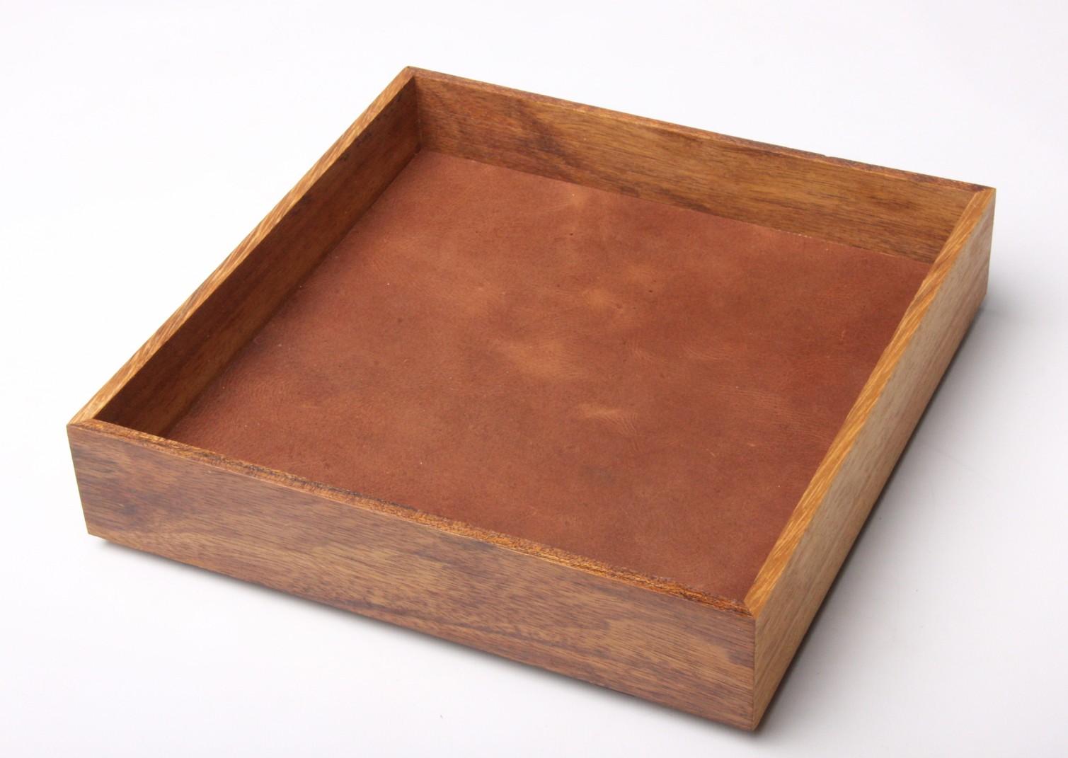 Leather-lined hardwood tray
