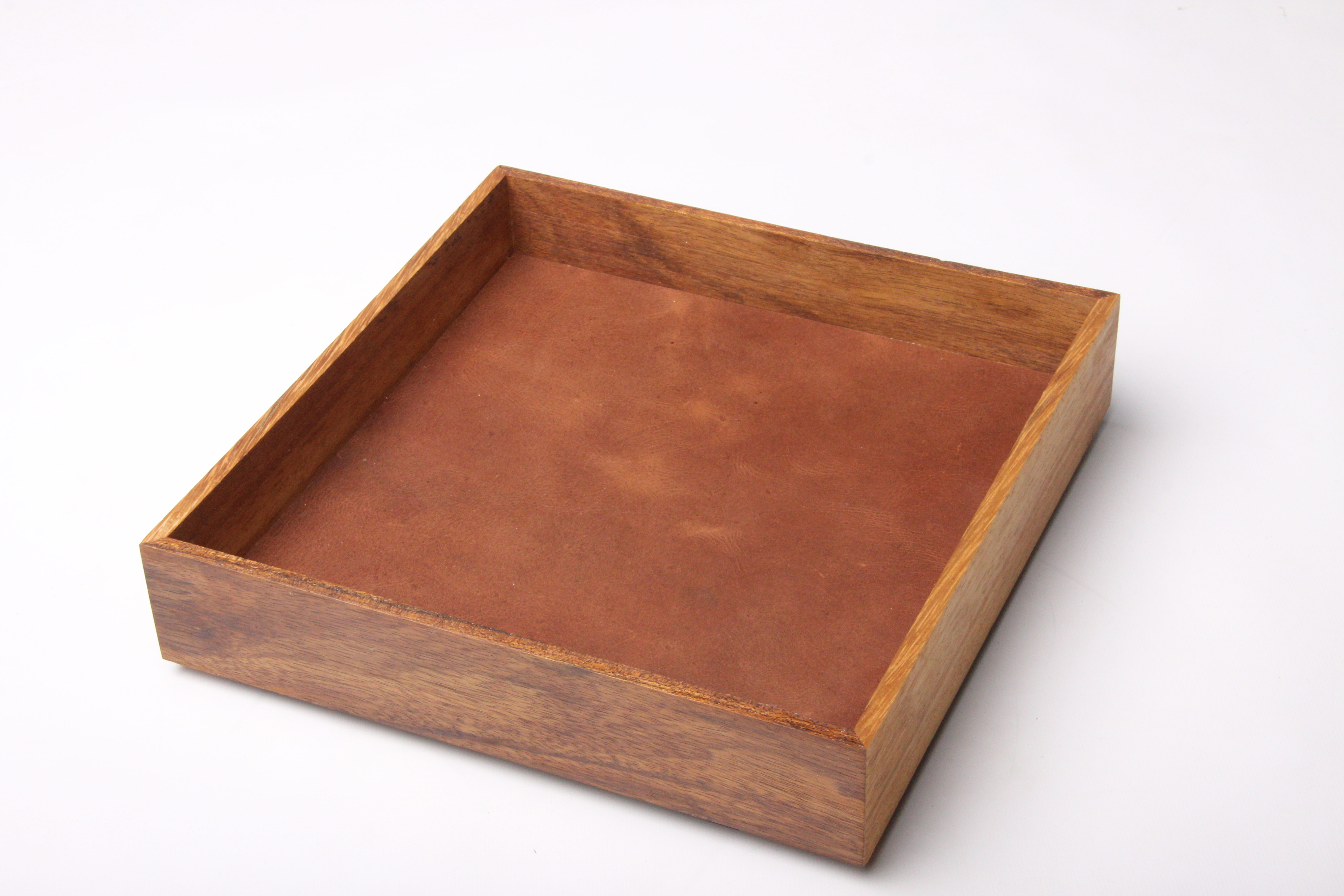 Leather-lined hardwood tray
